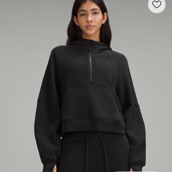lululemon athletica Tops - lululemon athletica Black Half-Zip Hooded Sweatshirt cropped